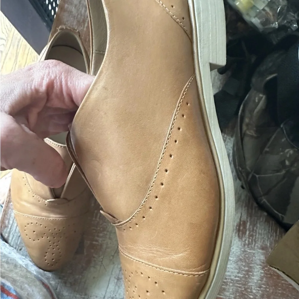 Anthropologie Chelsea Crew Brown Leather slip on oxfords - Picture 5 of 10